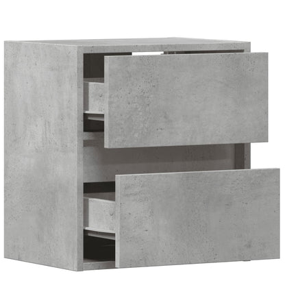 Wall-mounted Bedside Cabinets with LED Lights 2 pcs Concrete Grey