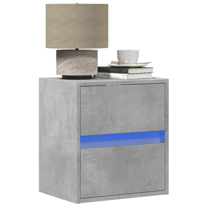 Wall-mounted Bedside Cabinets with LED Lights 2 pcs Concrete Grey