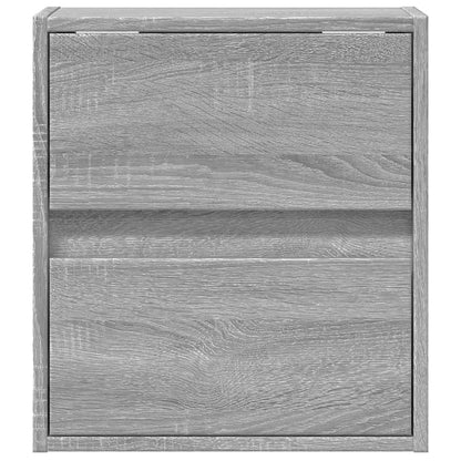 Wall-mounted Bedside Cabinet with LED Lights Grey Sonoma