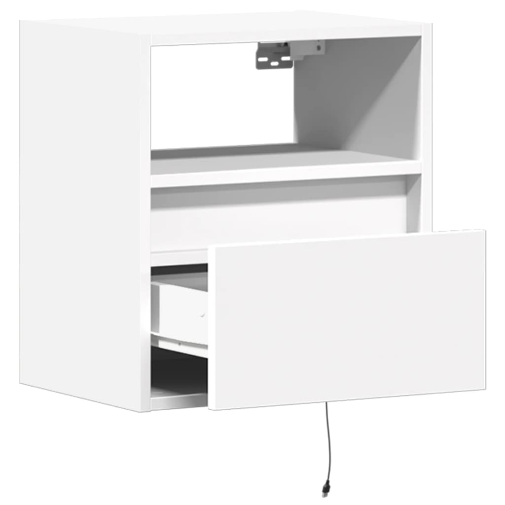 Wall-mounted Bedside Cabinets with LED Lights 2 pcs White