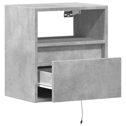 Wall-mounted Bedside Cabinet with LED Lights Concrete Grey