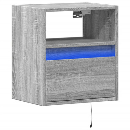 Wall-mounted Bedside Cabinet with LED Lights Grey Sonoma