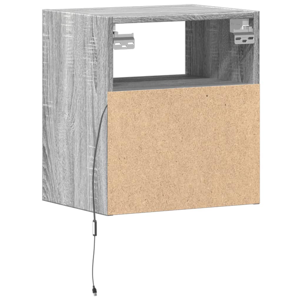 Wall-mounted Bedside Cabinets with LED Lights 2 pcs Grey Sonoma