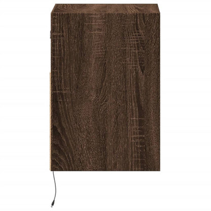 Wall-mounted Bedside Cabinets with LED Lights 2 pcs Brown Oak