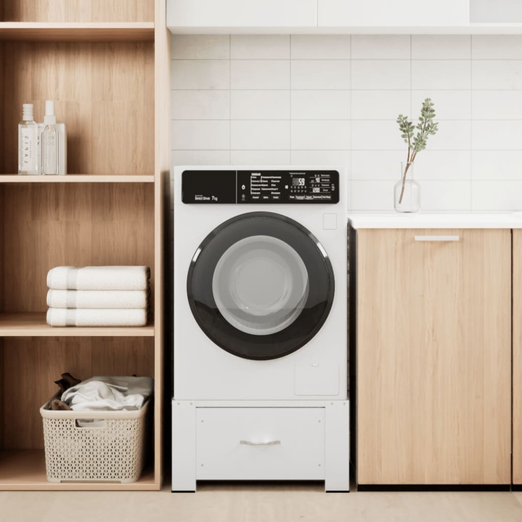 Washing Machine Pedestal with Drawer White