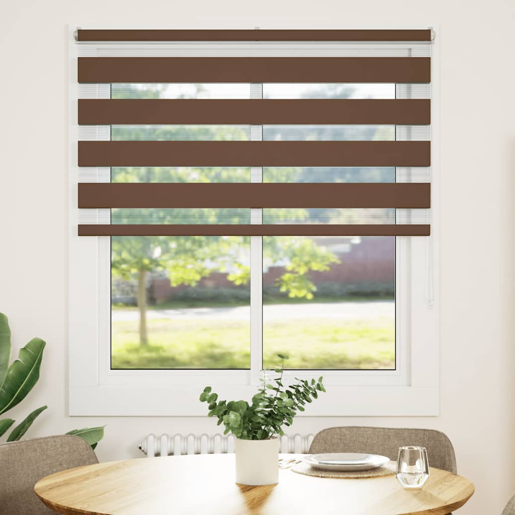 Zebra Blind Brown 130x150 cm Fabric Width 125.9 cm Polyester