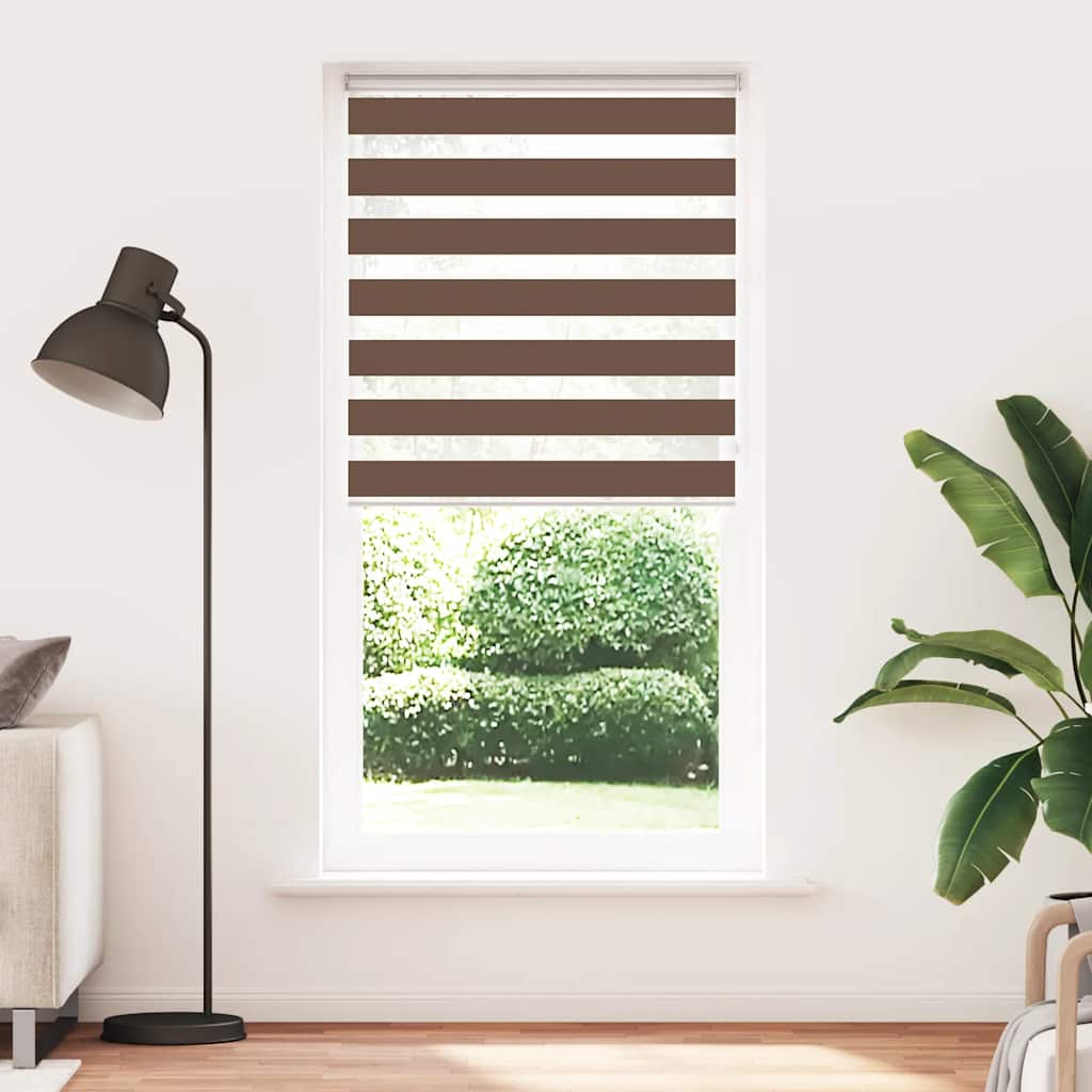 Zebra Blind Brown 95x200 cm Fabric Width 90.9 cm Polyester