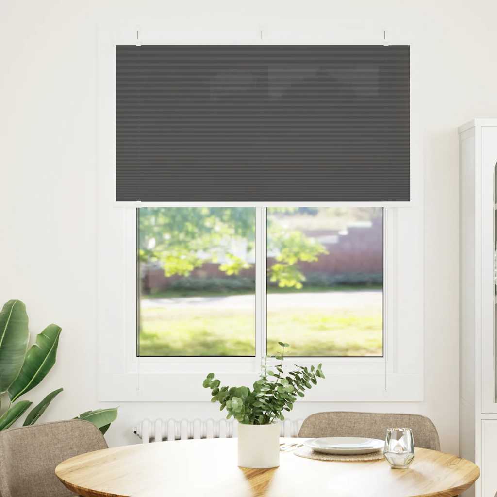 Pleated Blind Black 105x100 cm Fabric Width 104.4 cm Polyester