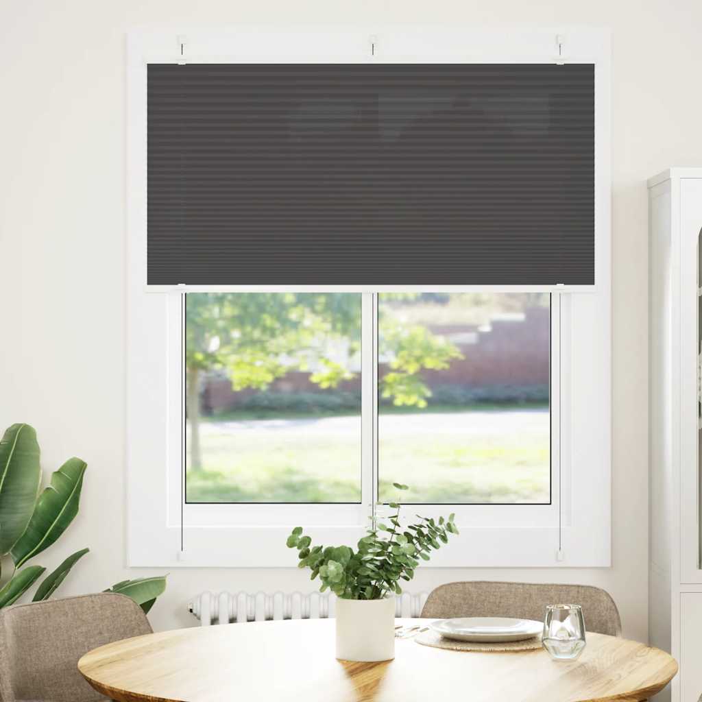 Pleated Blind Black 120x150 cm Fabric Width 119.4 cm Polyester