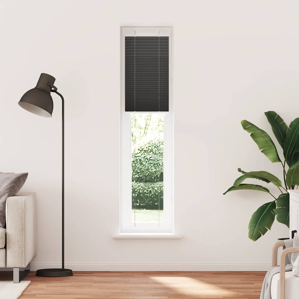 Pleated Blind Black 40x200 cm Fabric Width 39.4 cm Polyester