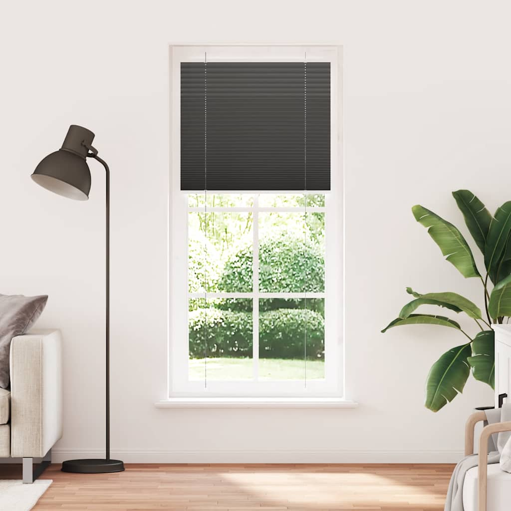 Pleated Blind Black 95x200 cm Fabric Width 94.4 cm Polyester