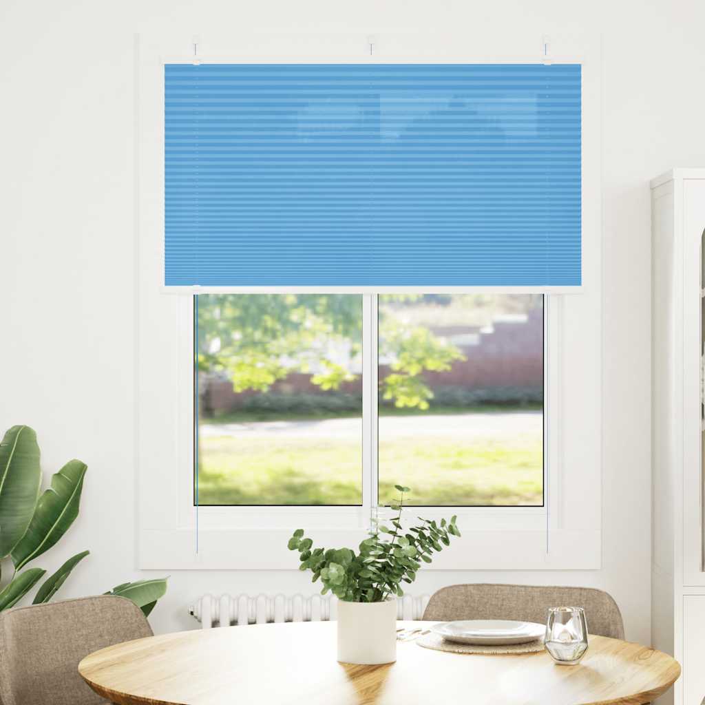 Pleated Blind Blue 105x100 cm Fabric Width 104.4 cm Polyester