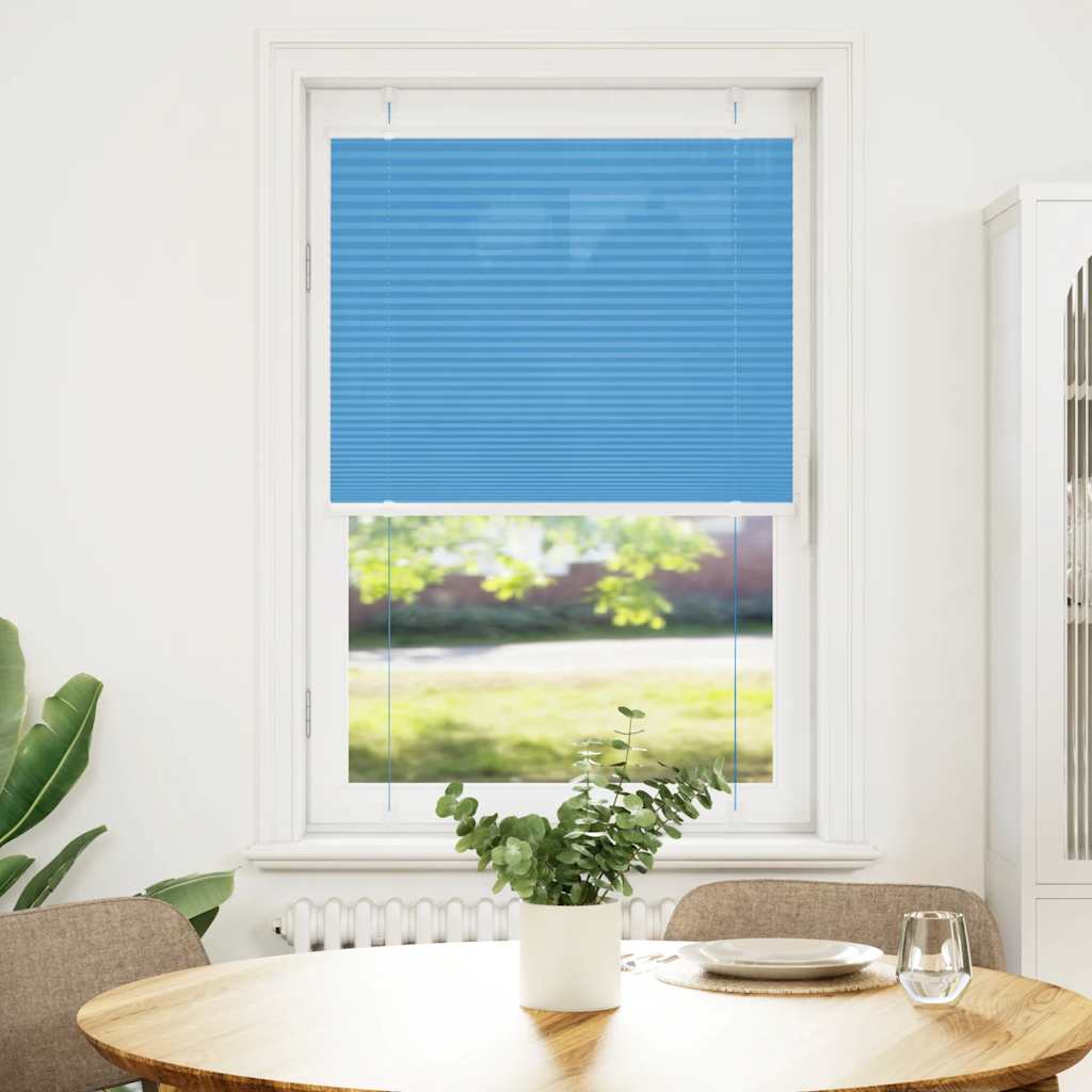 Pleated Blind Blue 80x150 cm Fabric Width 79.4 cm Polyester