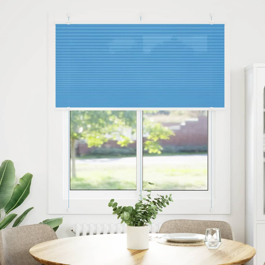 Pleated Blind Blue 115x150 cm Fabric Width 114.4 cm Polyester