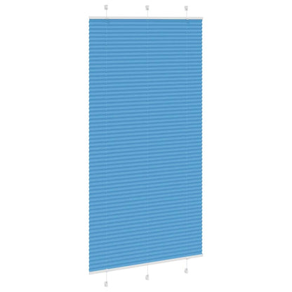 Pleated Blind Blue 105x200 cm Fabric Width 104.4 cm Polyester