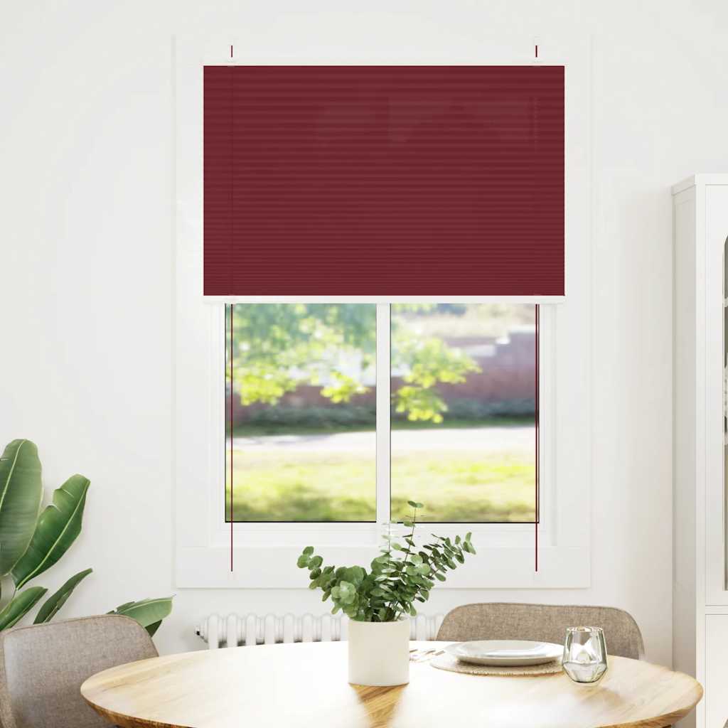 Pleated Blind Bordeaux Red 90x100 cm Fabric Width 89.4 cm Polyester