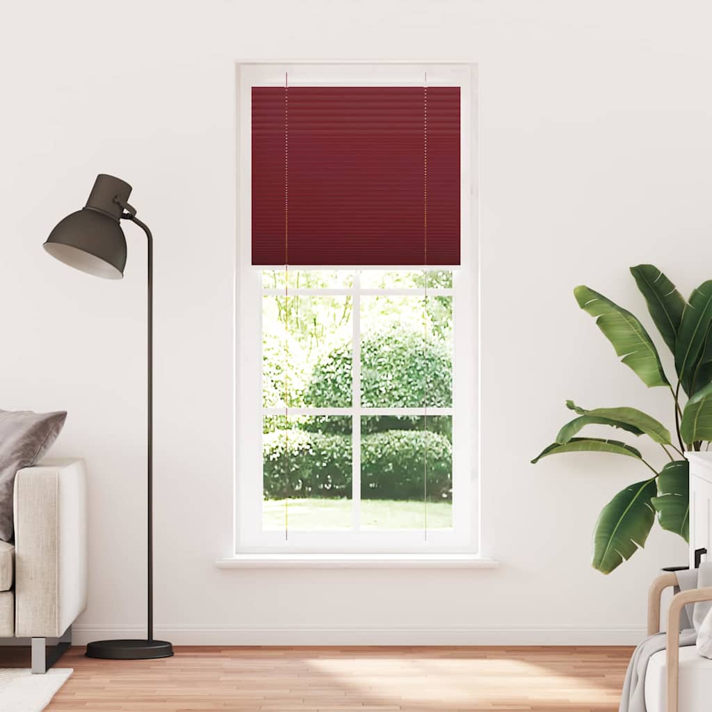 Pleated Blind Bordeaux Red 85x200 cm Fabric Width 84.4 cm Polyester