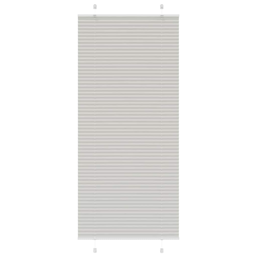 Pleated Blind Light Grey 85x200 cm Fabric Width 84.4 cm Polyester