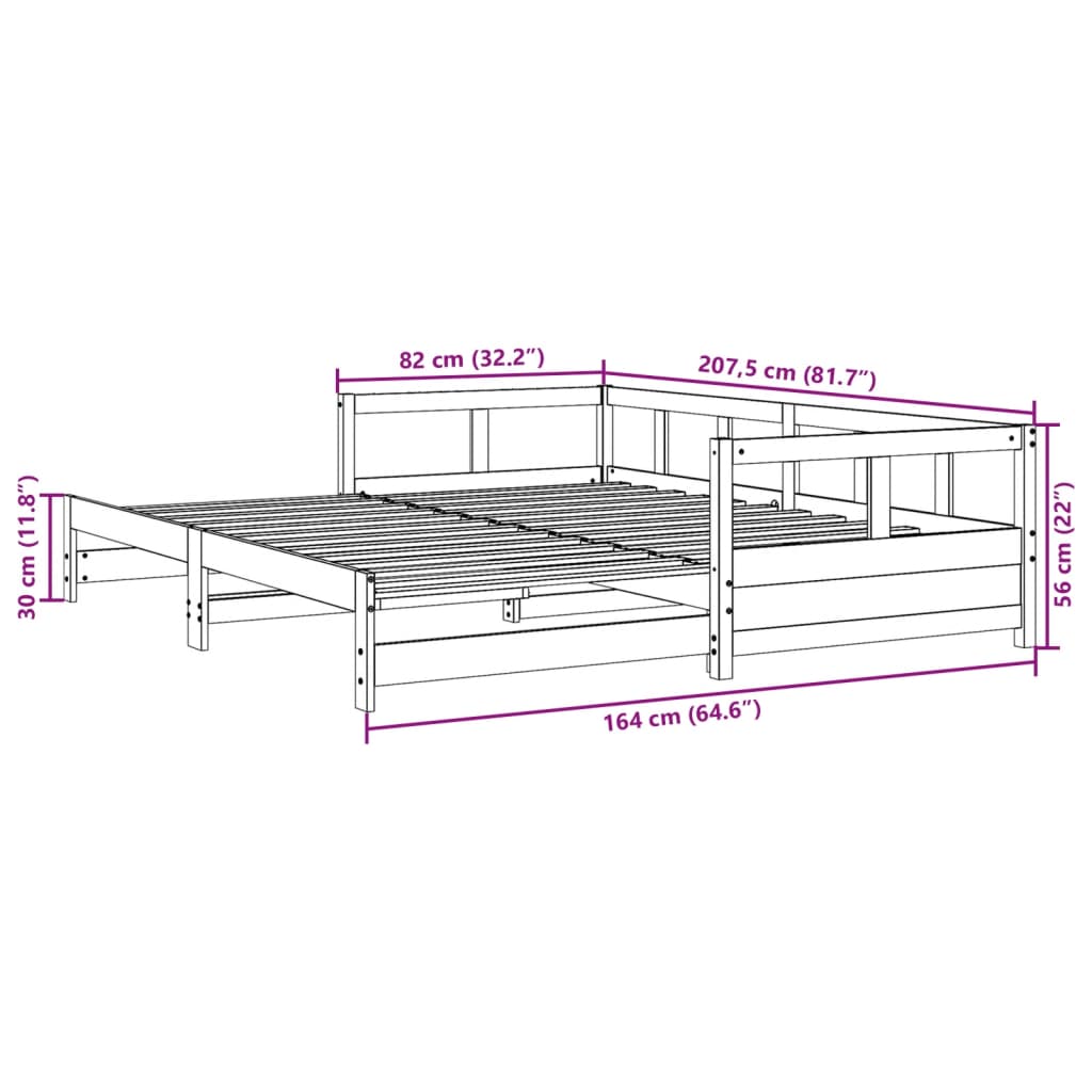 Daybed without Mattress White 80x200 cm Solid Wood Pine