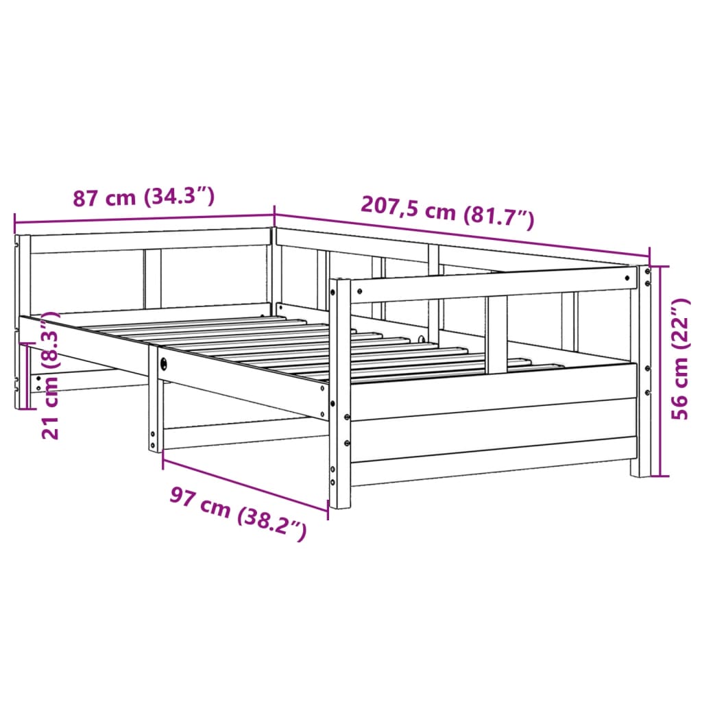 Daybed Natural 80x200 cm Solid Wood Pine