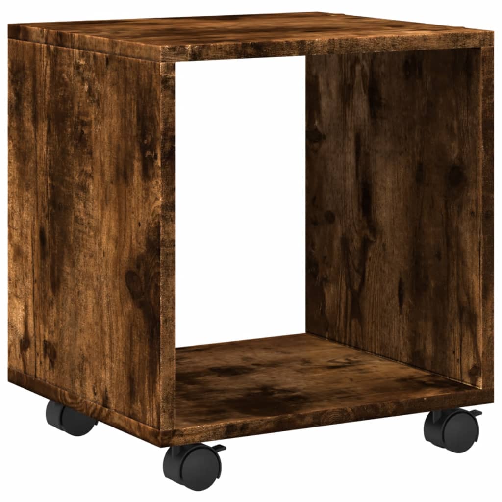 vidaXL Rolling Cabinet Smoked Oak 37x33x42.5 cm Engineered Wood