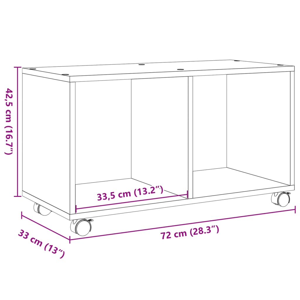 vidaXL Rolling Cabinet White 72x33x42.5 cm Engineered Wood