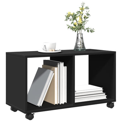 vidaXL Rolling Cabinet Black 72x33x42.5 cm Engineered Wood