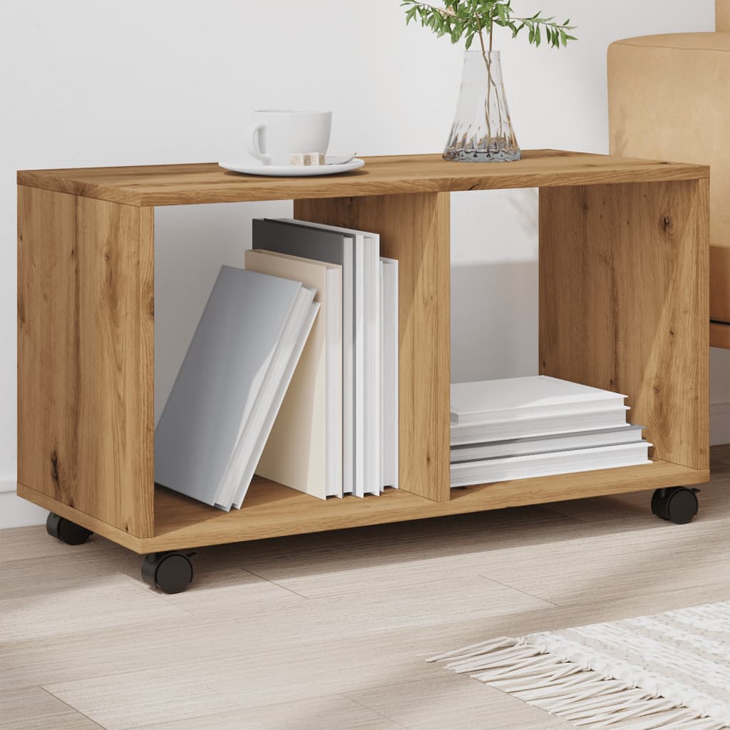 vidaXL Rolling Cabinet Artisian Oak 72x33x42.5 cm Engineered Wood