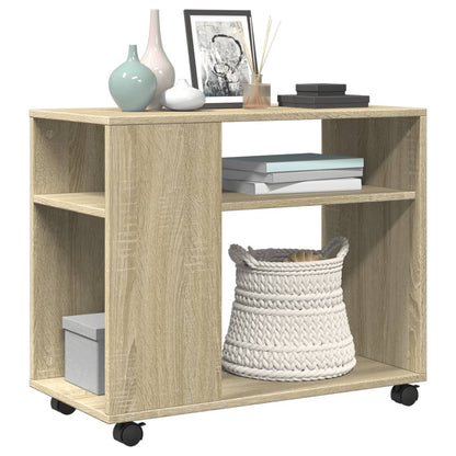 Side Table with Wheels Sonoma Oak 70x35x60 cm Engineered Wood