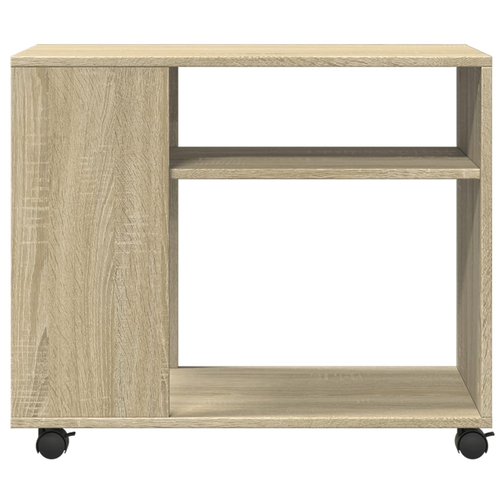 Side Table with Wheels Sonoma Oak 70x35x60 cm Engineered Wood