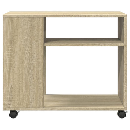 Side Table with Wheels Sonoma Oak 70x35x60 cm Engineered Wood