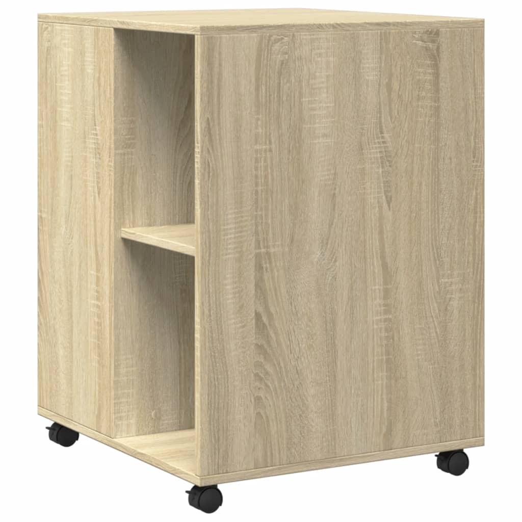 Side Table with Wheels Sonoma Oak 55x60x78 cm Engineered Wood