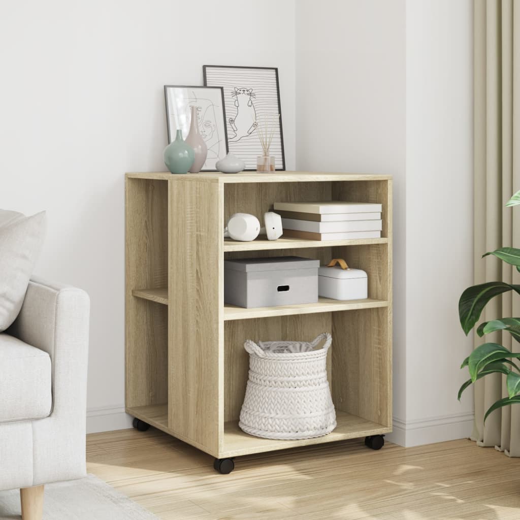 Side Table with Wheels Sonoma Oak 55x60x78 cm Engineered Wood