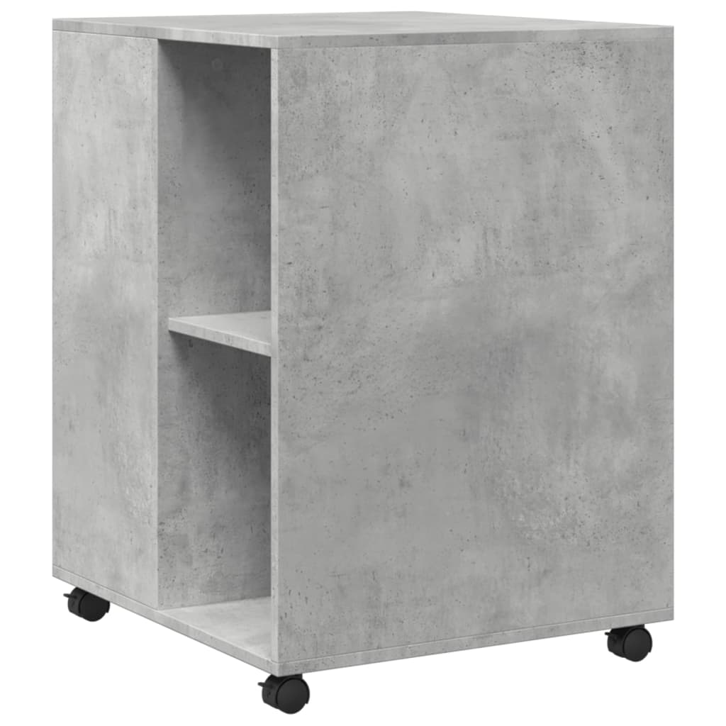 Side Table with Wheels Concrete Grey 55x60x78 cm Engineered Wood