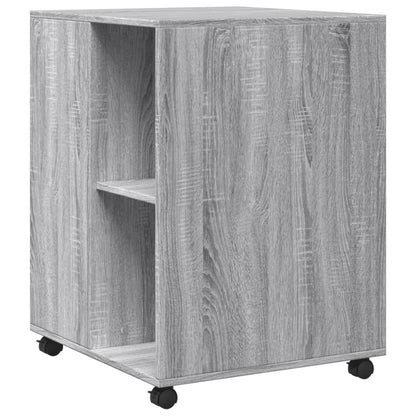 Side Table with Wheels Grey Sonoma 55x60x78 cm Engineered Wood