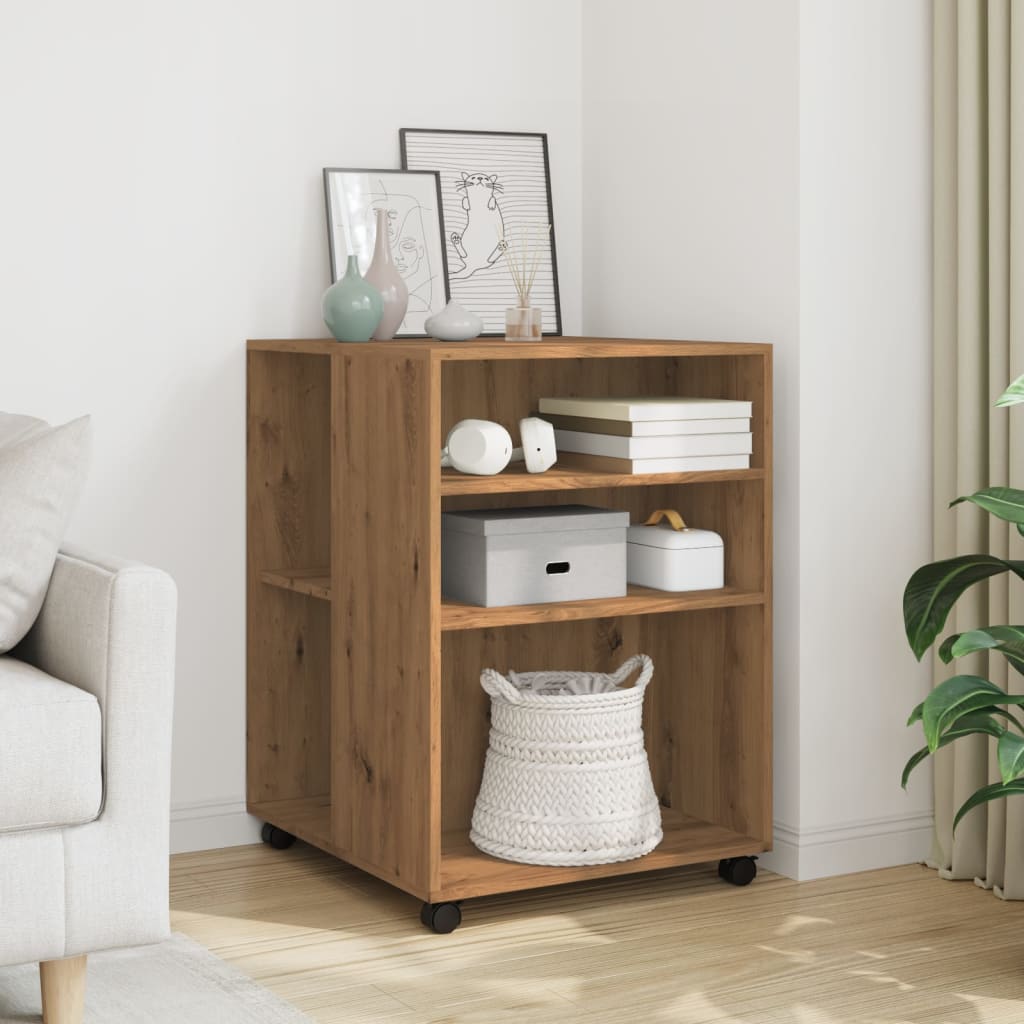 Side Table with Wheels Artisian Oak 55x60x78 cm Engineered Wood