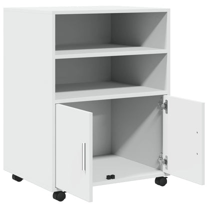 Rolling Cabinet White 60x48x81 cm Engineered Wood