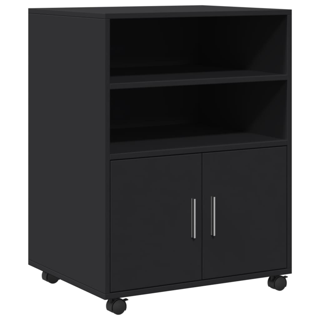 Rolling Cabinet Black 60x48x81 cm Engineered Wood