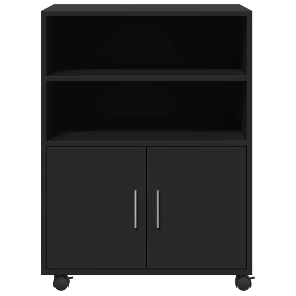 Rolling Cabinet Black 60x48x81 cm Engineered Wood