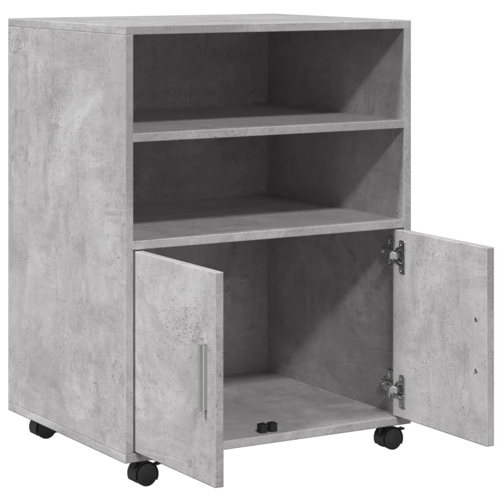 Rolling Cabinet Concrete Grey 60x48x81 cm Engineered Wood