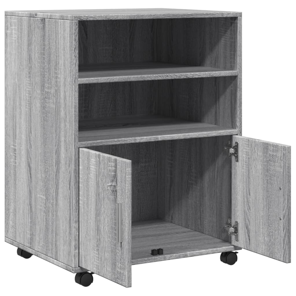 Rolling Cabinet Grey Sonoma 60x48x81 cm Engineered Wood