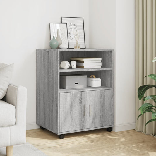 Rolling Cabinet Grey Sonoma 60x48x81 cm Engineered Wood