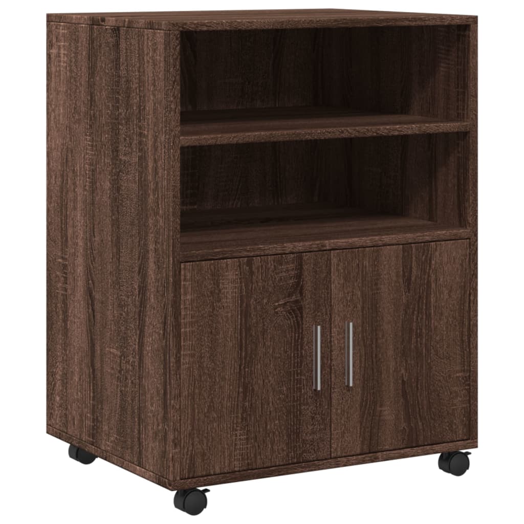 Rolling Cabinet Brown Oak 60x48x81 cm Engineered Wood