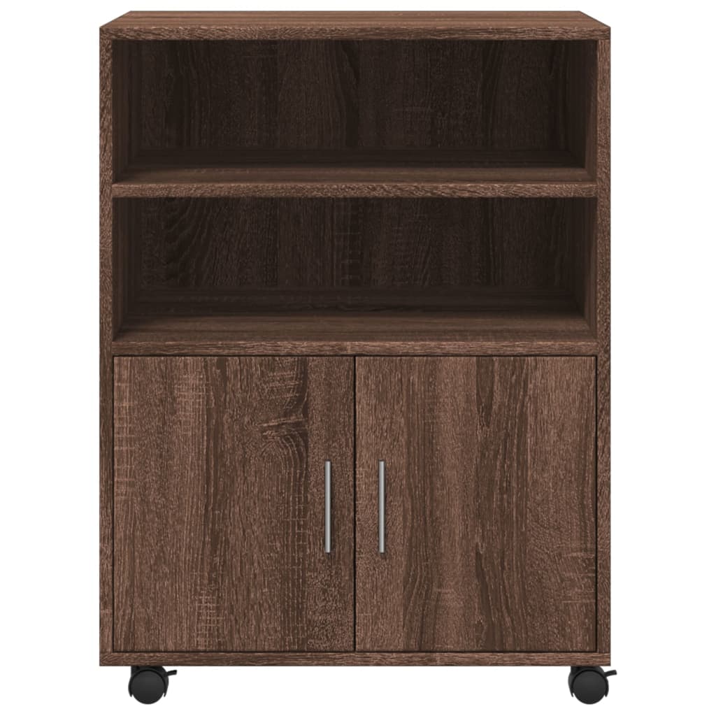 Rolling Cabinet Brown Oak 60x48x81 cm Engineered Wood