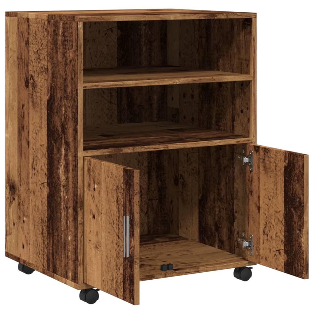 Rolling Cabinet Old Wood 60x48x81 cm Engineered Wood