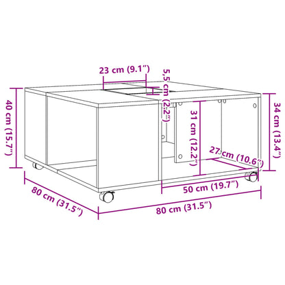 Coffee Table Sonoma Oak 80x80x40 cm Engineered Wood