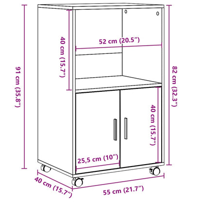 Rolling Cabinet Sonoma Oak 55x40x91 cm Engineered Wood