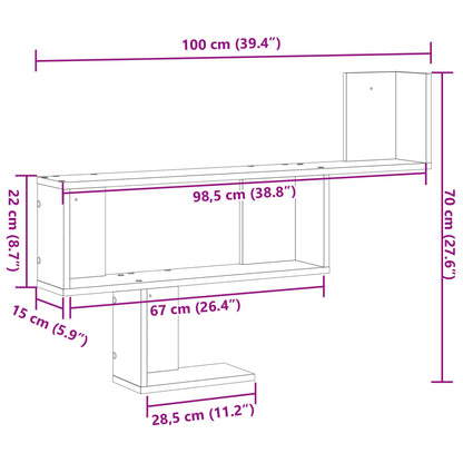 Wall Shelf White 100x15x70 cm Engineered Wood