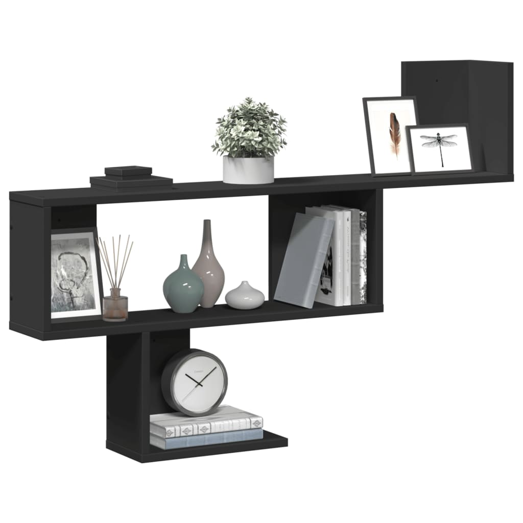 Wall Shelf Black 100x15x70 cm Engineered Wood