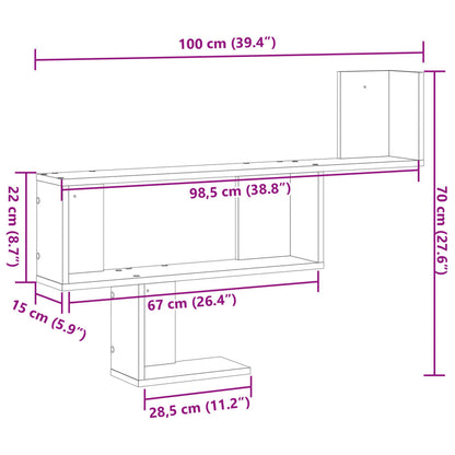 Wall Shelf Black 100x15x70 cm Engineered Wood